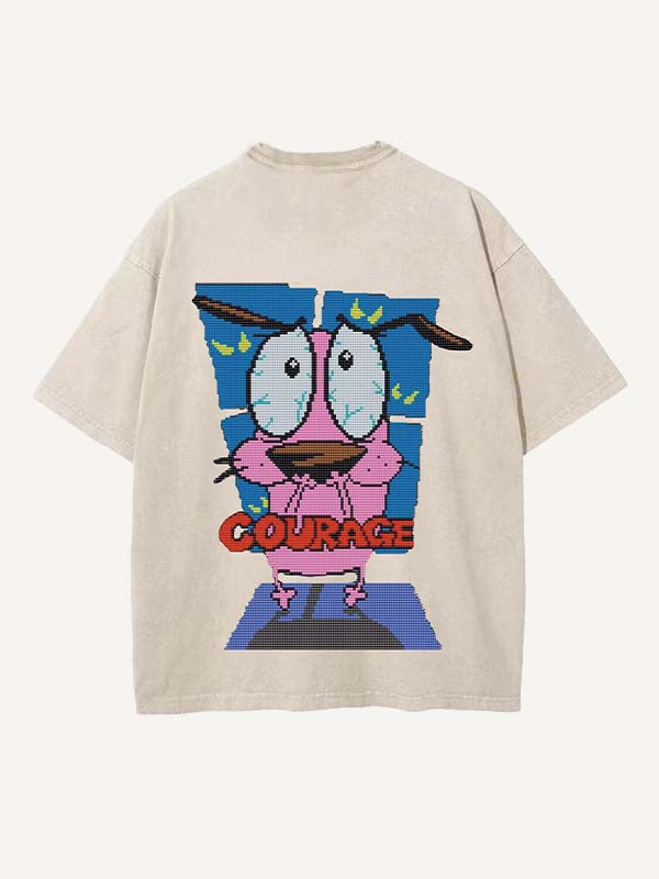 Distressed Washed Figure&Graphic&Animal&Letter Print Round Neck T-shirt