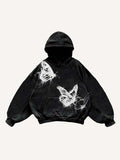 Butterfly Print Slant Pockets Hoodie