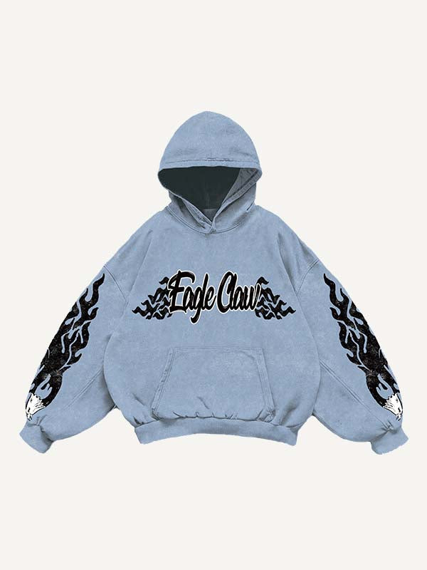 Eagle Graphic Print Slant Pockets Hoodie