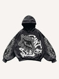 Eye&Letter Faux Decal Print Slant Pockets Hoodie