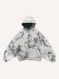 Angel&Letter Print Slant Pockets Hoodie