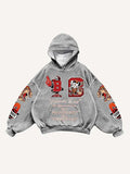 Animal&Eyeball&Graphic&Letter Faux Decal Print Slant Pockets Hoodie
