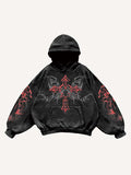 Figure&Cross Graphic Print Slant Pockets Hoodie