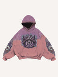 Colorblock Demon Eye&Eyeball Faux Decal Print Slant Pockets Hoodie