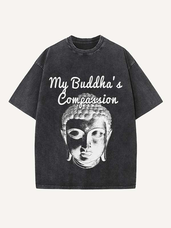 Distressed Washed Figure Print Round Neck T-shirt