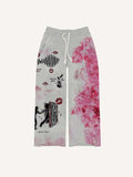 Colorblock Figure&Floral&Lips&Graphic Print Elastic Waist Pants