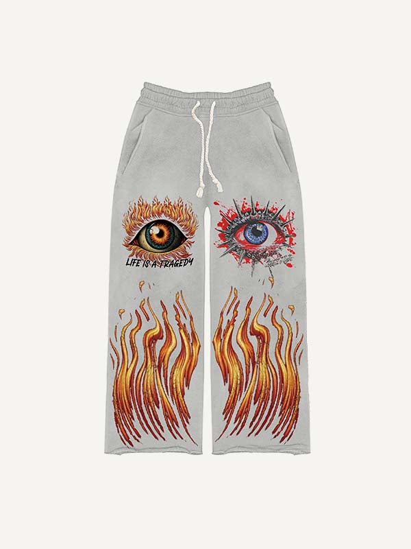 Eye&Graphic Print Elastic Waist Pants