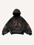 Evil Sun&Moon&Graphic Print Slant Pockets Hoodie