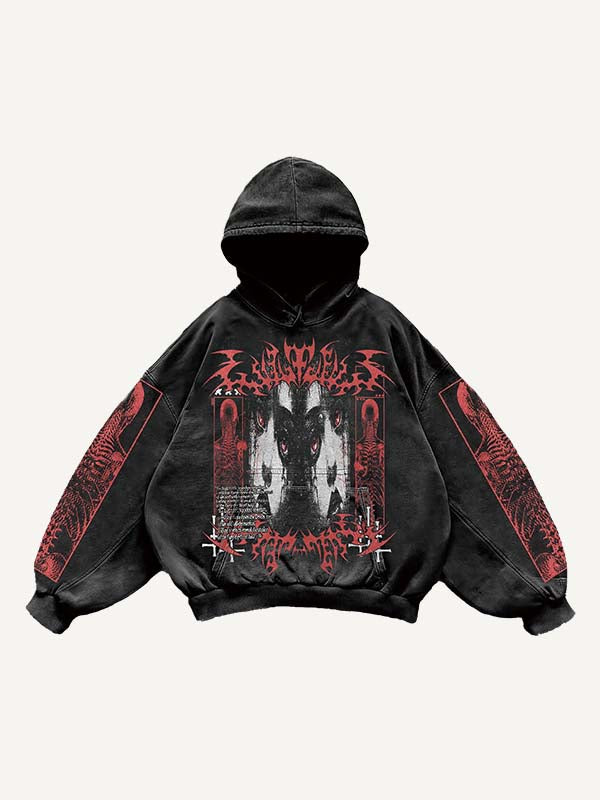 Figure&Skeleton&Graphic&Letter Print Slant Pockets Hoodie