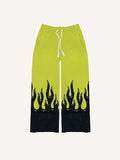 Colorblock Fire Faux Decal Print Elastic Waist Pants