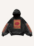 Brain&Letter Graphic Faux Decal Print Slant Pockets Hoodie