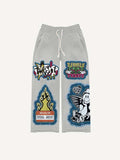 Angel&Money&Graphic&Letter Faux Decal Print Elastic Waist Pants