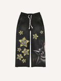 Evil Star Print Elastic Waist Pants