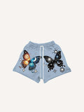 Butterfly&Sun&Moon&Graphic Print Drawstring Waist Shorts