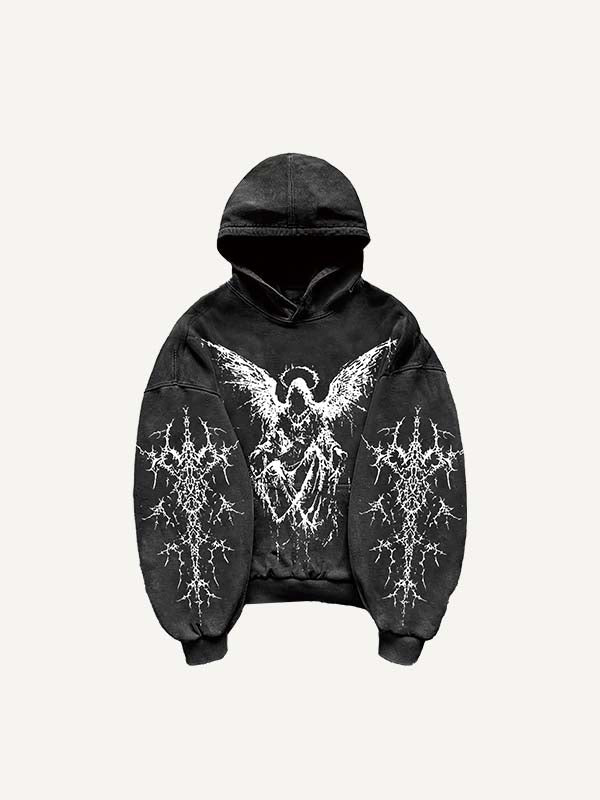 Figure&Wing Graphic Print Slant Pockets Hoodie