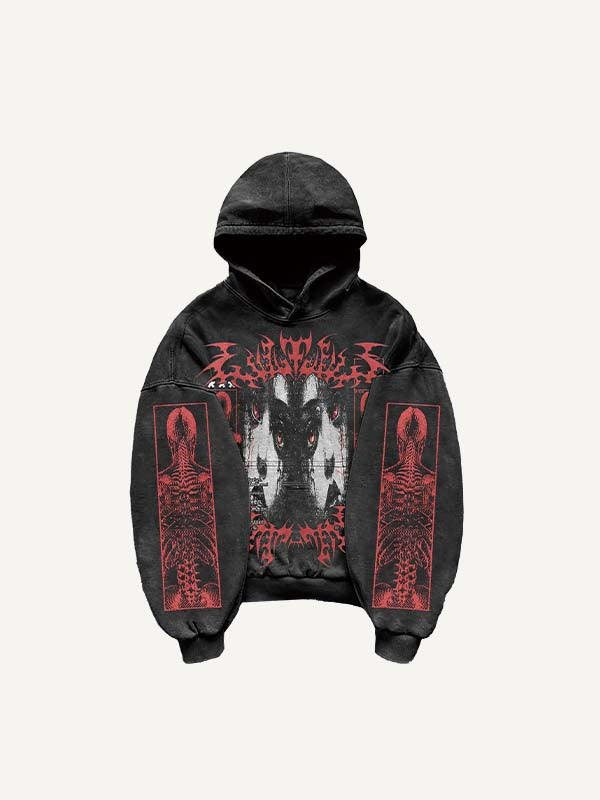 Figure&Skeleton&Graphic&Letter Print Slant Pockets Hoodie