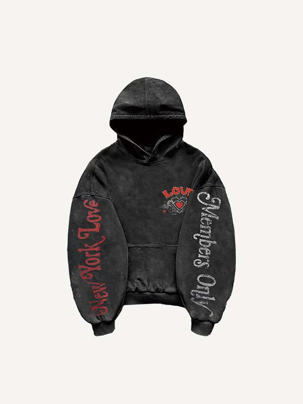 Cupid&Floral&Heart&Letter Print Slant Pockets Hoodie