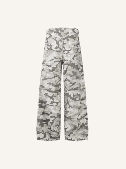 Camo Print Straight Cargo Pants