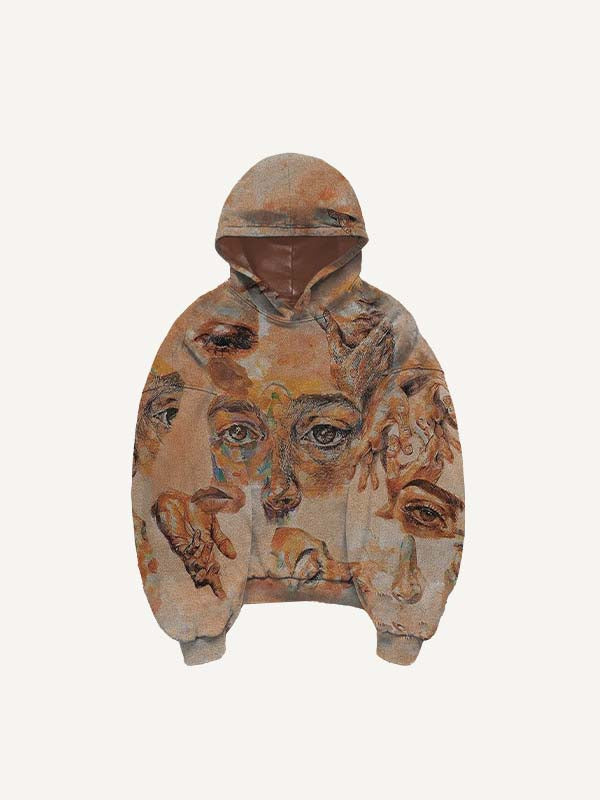 Figure All Over Print Slant Pockets Hoodie