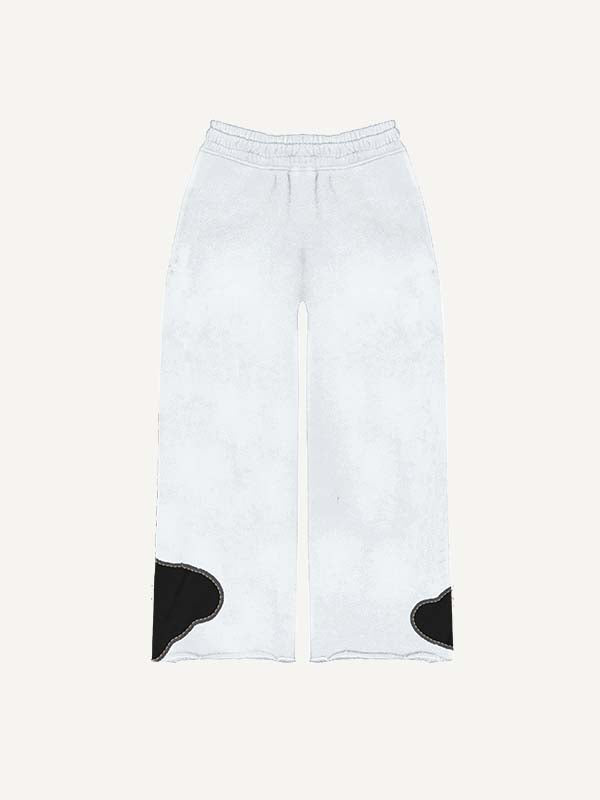 Colorblock Skeleton&Heart&Fire Print Elastic Waist Pants