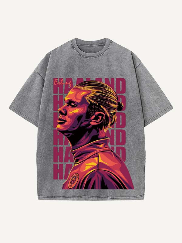 Erling Haaland Print Round Neck T-shirt