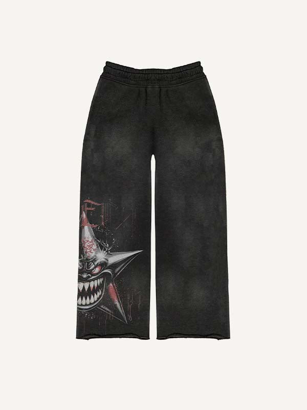 Evil Star Print Elastic Waist Pants