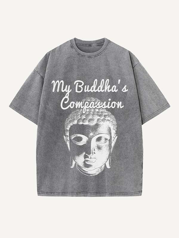 Distressed Washed Figure Print Round Neck T-shirt