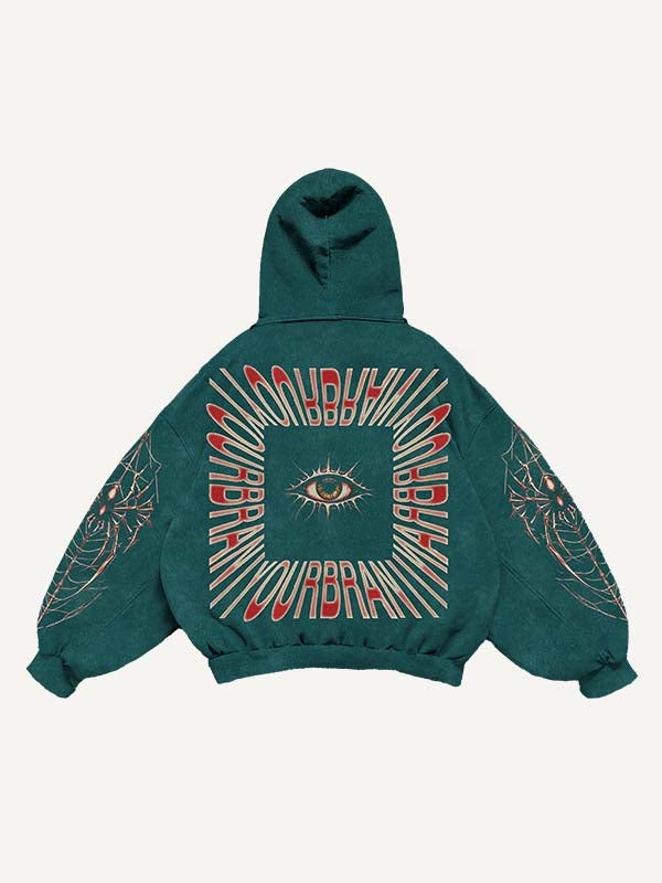 Eye&Letter&Graphic Print Slant Pockets Hoodie