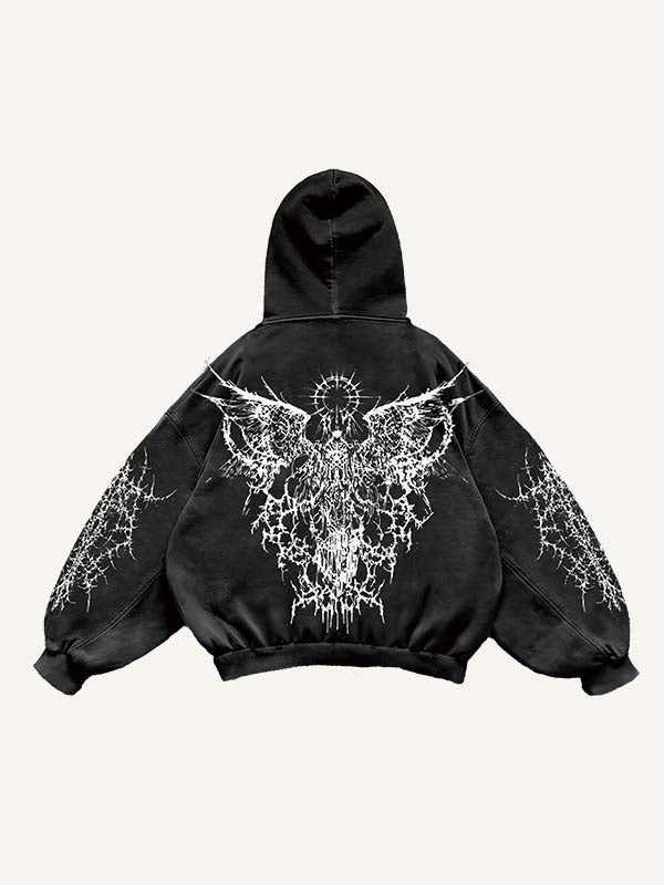 Figure&Wing Graphic Print Slant Pockets Hoodie