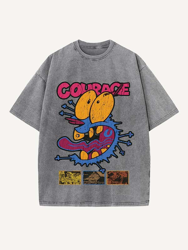 Distressed Washed Figure&Graphic&Animal&Letter Print Round Neck T-shirt