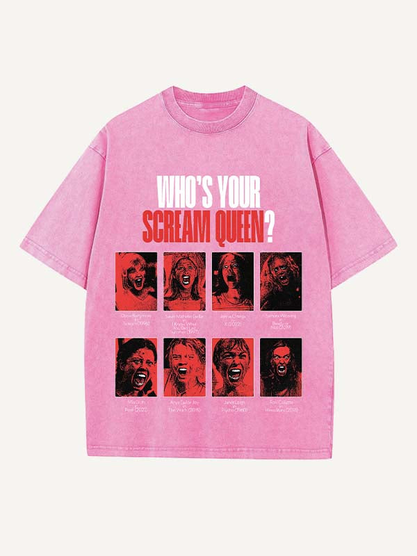 Distressed Washed Halloween Horror Print Round Neck T-shirt