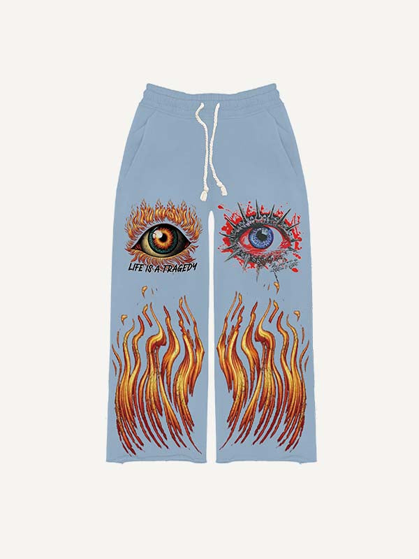Eye&Graphic Print Elastic Waist Pants