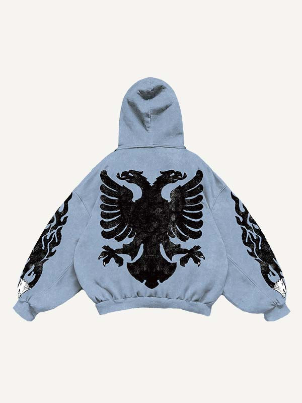 Eagle Graphic Print Slant Pockets Hoodie