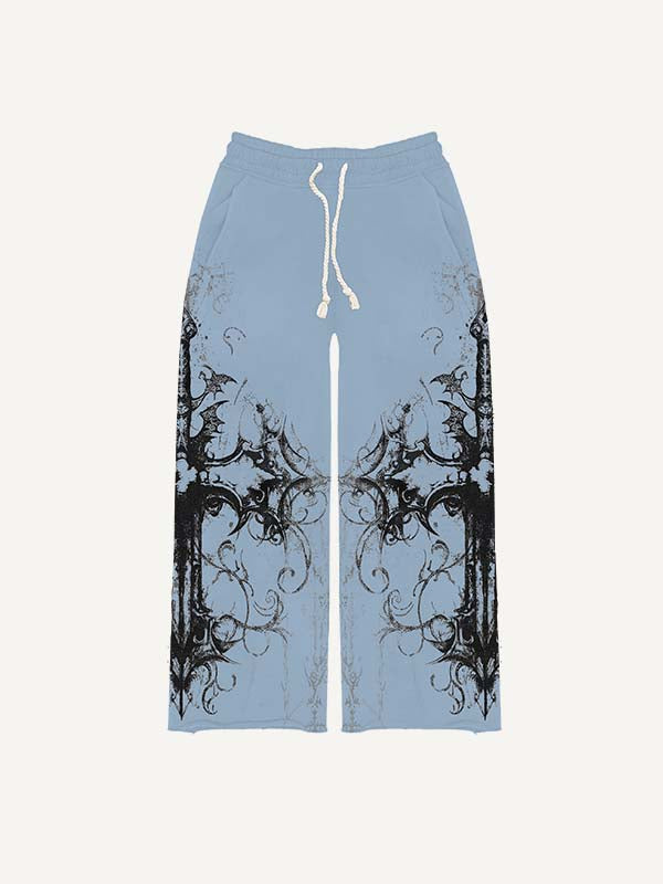 Cross&Graphic Print Elastic Waist Pants
