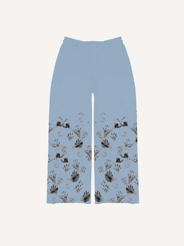 Eye&Palm&Tears Print Elastic Waist Pants