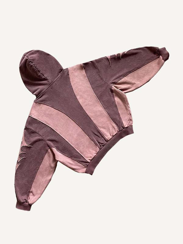 Colorblock Graphic Faux Decal Print Slant Pockets Hoodie