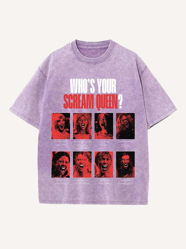 Distressed Washed Halloween Horror Print Round Neck T-shirt