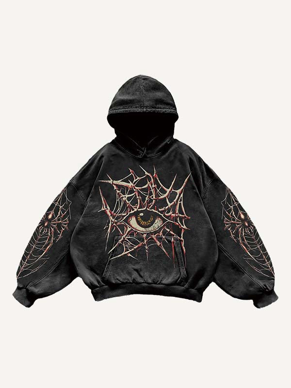 Eye&Letter&Graphic Print Slant Pockets Hoodie