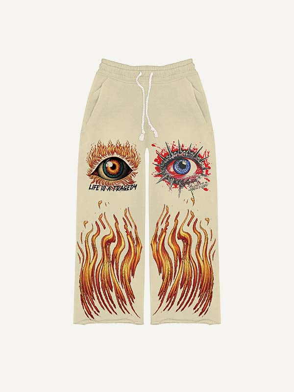 Eye&Graphic Print Elastic Waist Pants