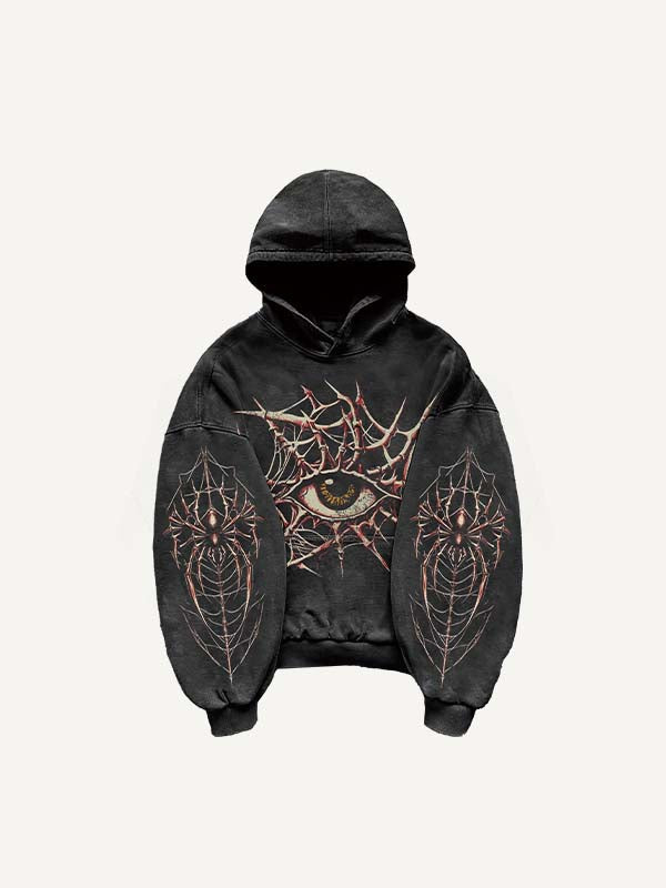 Eye&Letter&Graphic Print Slant Pockets Hoodie