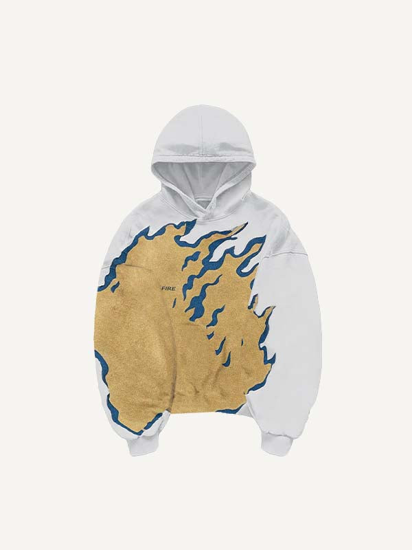 Fire Skeleton Print Slant Pockets Hoodie