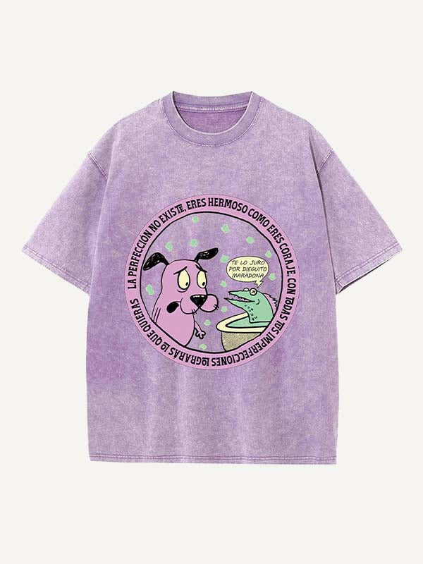 Distressed Washed Graphic&Animal&Letter Print Round Neck T-shirt