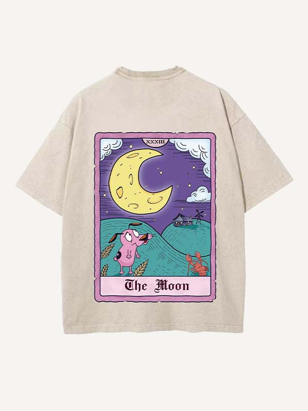 Distressed Washed Graphic&Animal&Letter Print Round Neck T-shirt