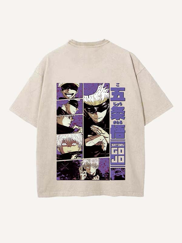 Distressed Washed Figure&Graphic&Letter Print Round Neck T-shirt