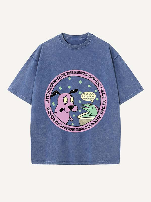 Distressed Washed Graphic&Animal&Letter Print Round Neck T-shirt