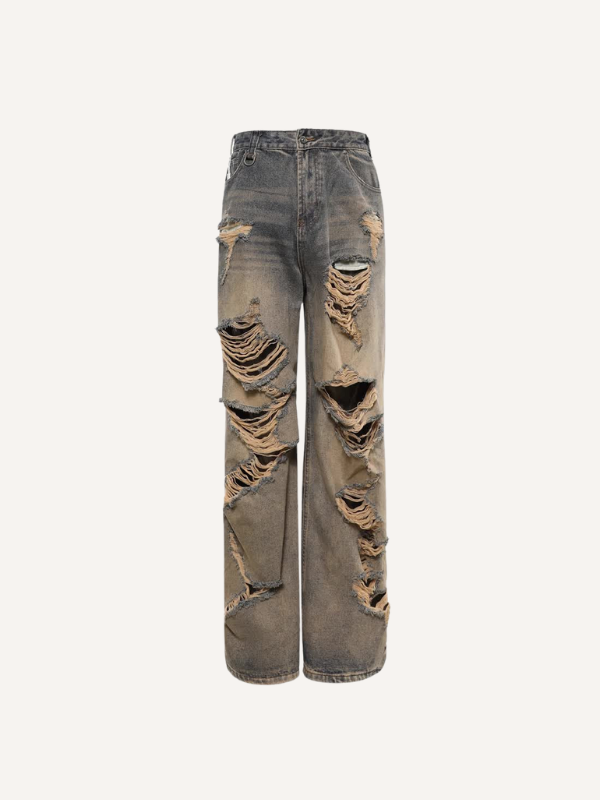 Distressed Washed Hole Jeans