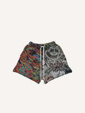 Evil Abstract Graphic&Gesture Print Drawstring Waist Shorts