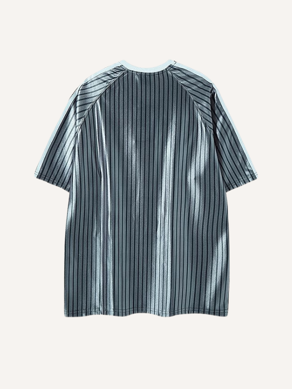 Butterfly&Graphic&Letter&Stripe Print V Neck T-shirt