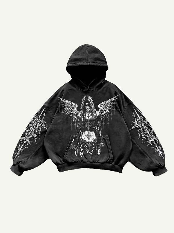 Figure&Wing Graphic Print Slant Pockets Hoodie