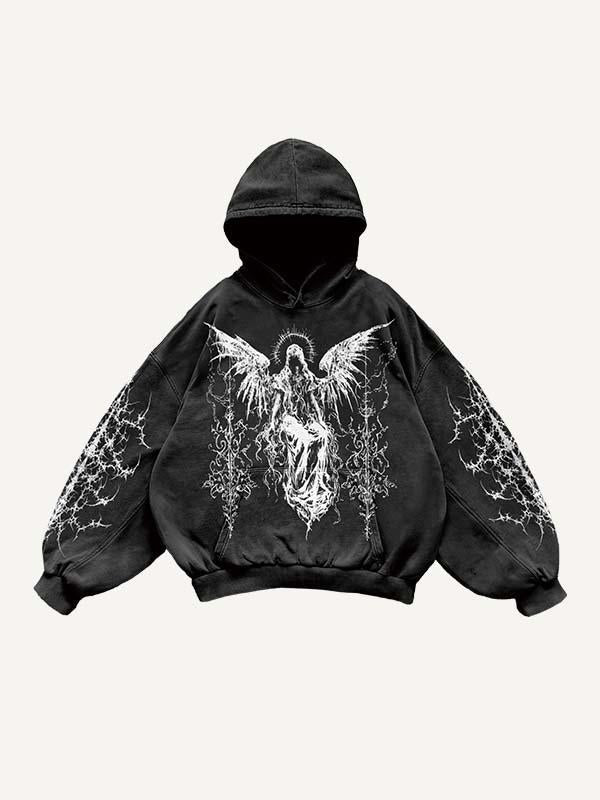 Figure&Wing Graphic Print Slant Pockets Hoodie